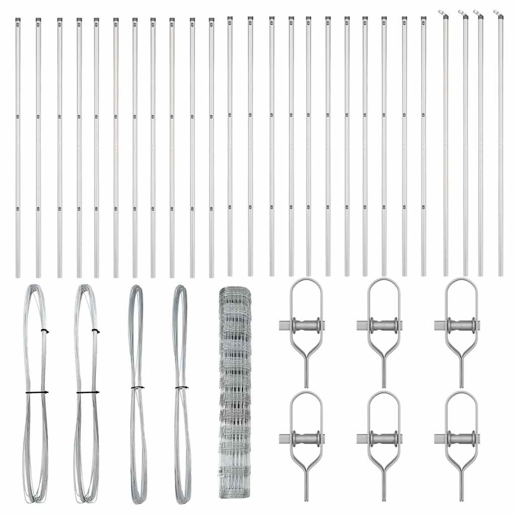 Wildzaun Silber 50 x 1,2 m Verzinkter Stahl